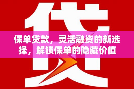 下营保单贷款，灵活融资的新选择，解锁保单的隐藏价值
