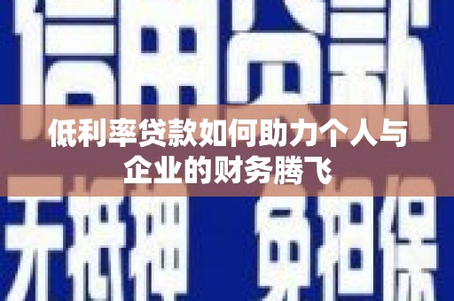 下营低利率贷款如何助力个人与企业的财务腾飞