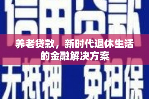 下营养老贷款，新时代退休生活的金融解决方案