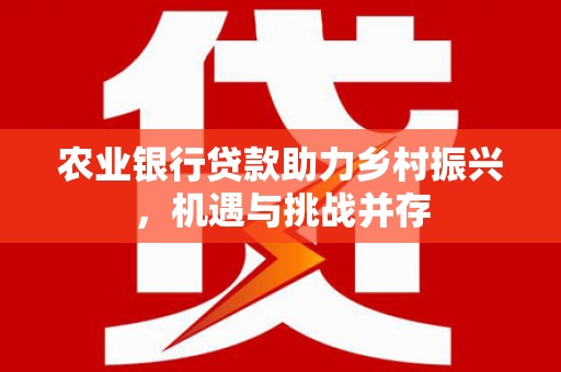 下营农业银行贷款助力乡村振兴，机遇与挑战并存