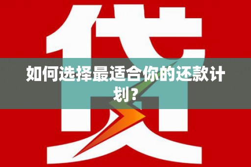 下营如何选择最适合你的还款计划？